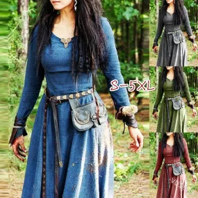 Women Long Sleeve Maxi Vintage Viking Dress