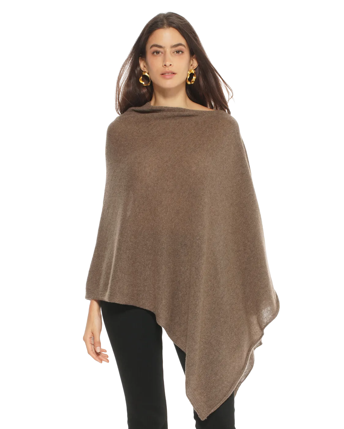 Women's Essential Pure Cashmere Poncho Brown