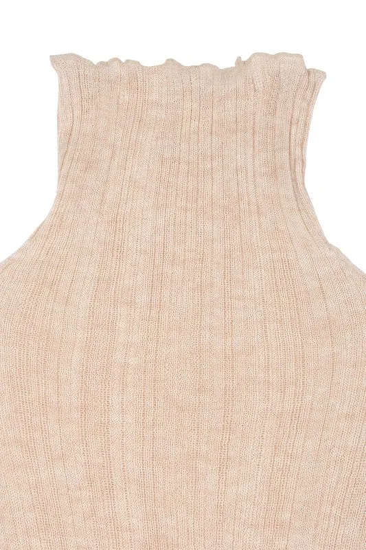 Wool blended mock neck sheer sweater - Online Exclusive