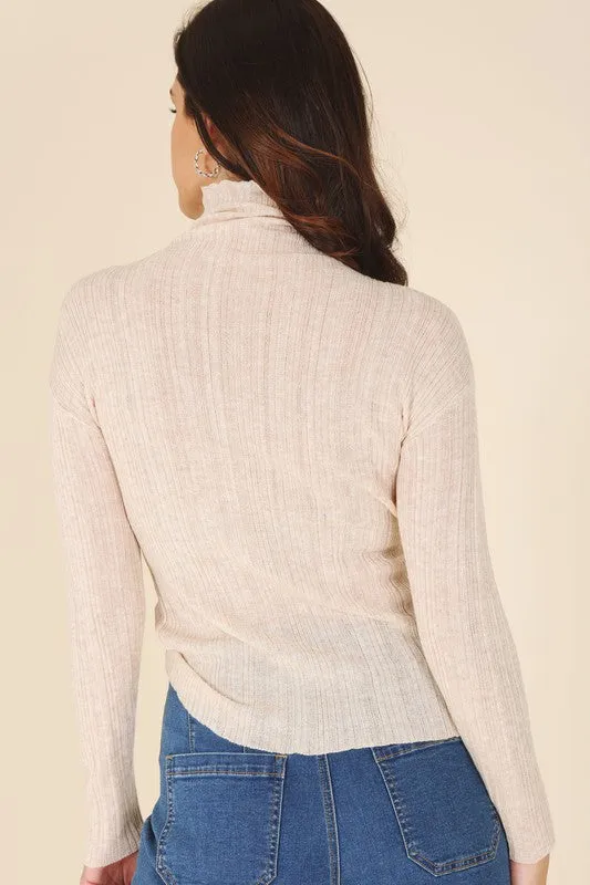 Wool blended mock neck sheer sweater - Online Exclusive