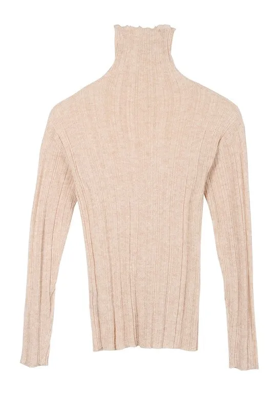 Wool blended mock neck sheer sweater - Online Exclusive