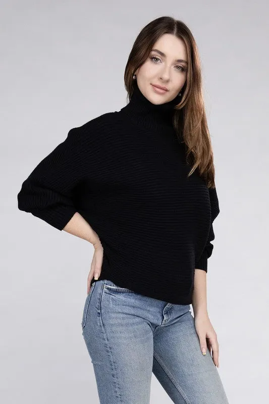 ZENANA Viscose Dolman Sleeve Turtleneck Sweater