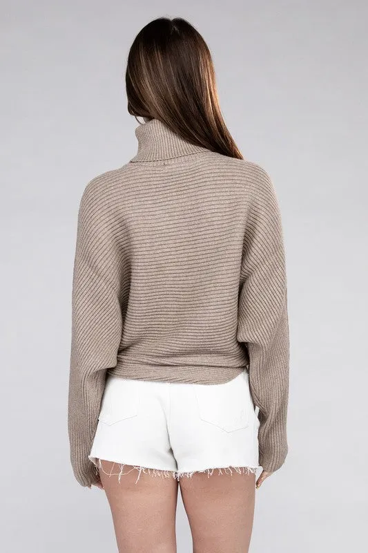 ZENANA Viscose Dolman Sleeve Turtleneck Sweater