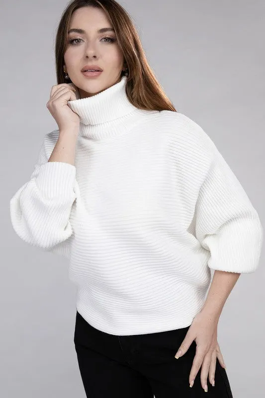 ZENANA Viscose Dolman Sleeve Turtleneck Sweater