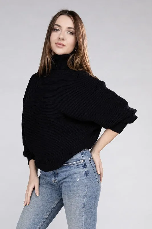 ZENANA Viscose Dolman Sleeve Turtleneck Sweater