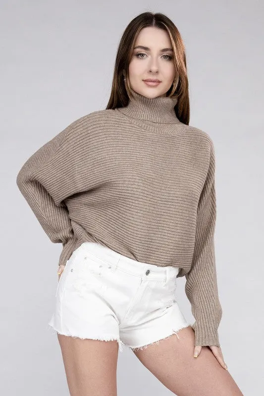 ZENANA Viscose Dolman Sleeve Turtleneck Sweater