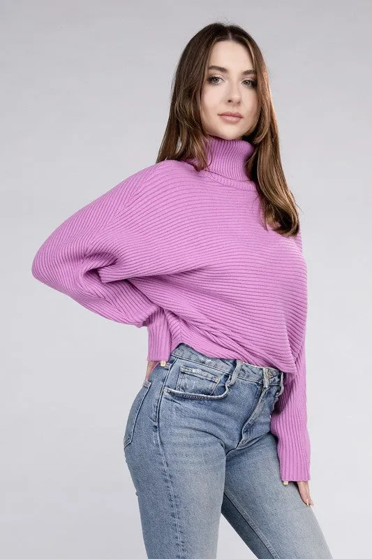 ZENANA Viscose Dolman Sleeve Turtleneck Sweater