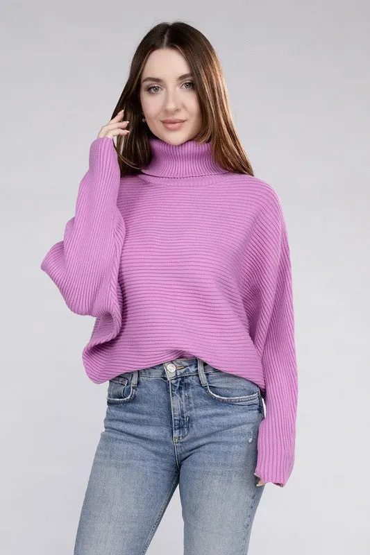 ZENANA Viscose Dolman Sleeve Turtleneck Sweater