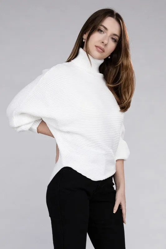 ZENANA Viscose Dolman Sleeve Turtleneck Sweater