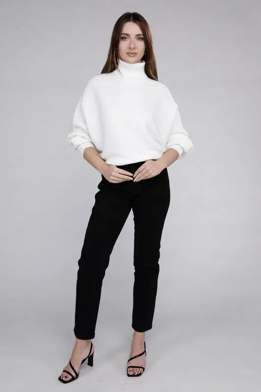 ZENANA Viscose Dolman Sleeve Turtleneck Sweater