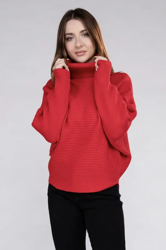 ZENANA Viscose Dolman Sleeve Turtleneck Sweater